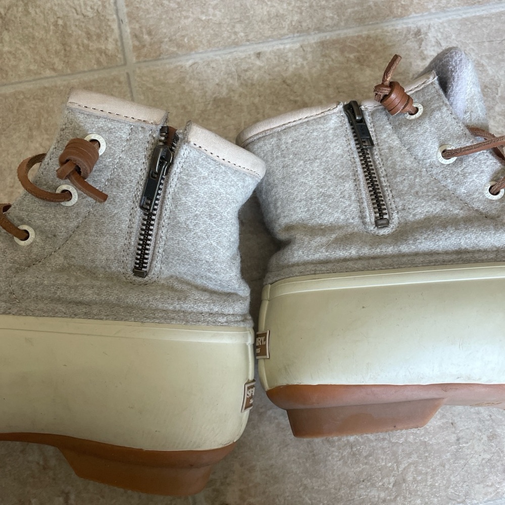 Sperry Saltwater Wool Embossed Duck Boots Women’s Size 7 Ivory - Picture 7 of 7